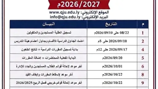 الخطة الدراسية 2027/2026م