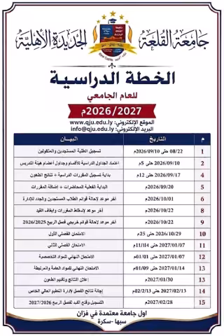 الخطة الدراسية 2027/2026م